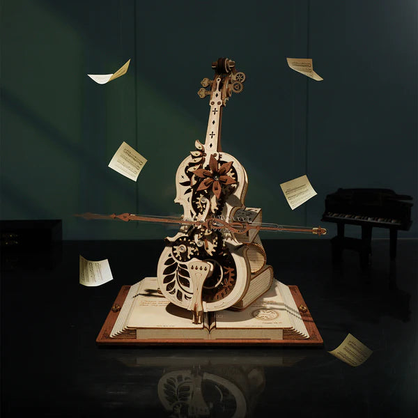 Magic Cello Mechanical Music Box 3D Wooden Puzzle AMK63